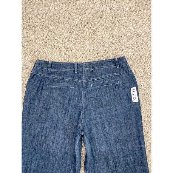 J Jill Wide Leg Trousers Blue 55% Linen Pants Size 12 - Picture 5 of 9